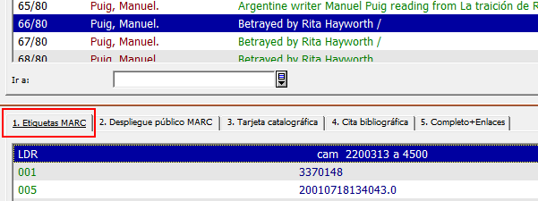 Catalogación Z39.50 1.Etiquetas MARC
