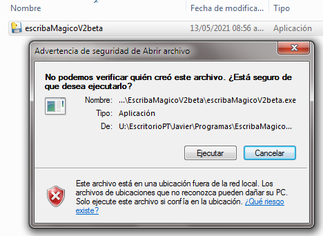 Escriba mágico: advertencia